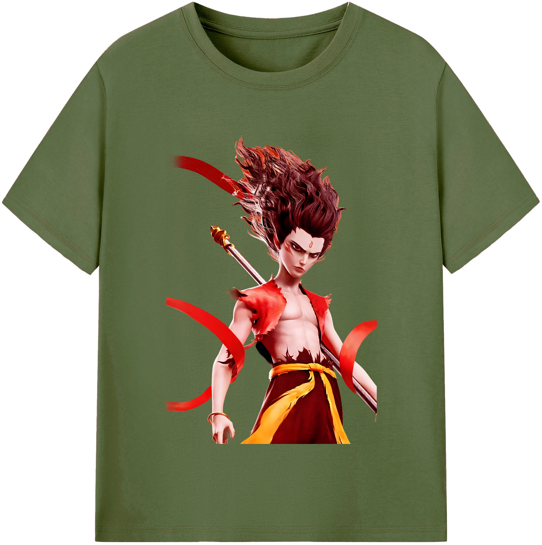 （画像用） Ne Zha 2 ナタ 魔童の大暴れ 綿100％半袖Tシャツ（フロントプリント）